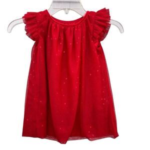 CAT & JACK Red Tulle Dress Toddler Girl Size 3T Formal Crew Neck Pullover Lined